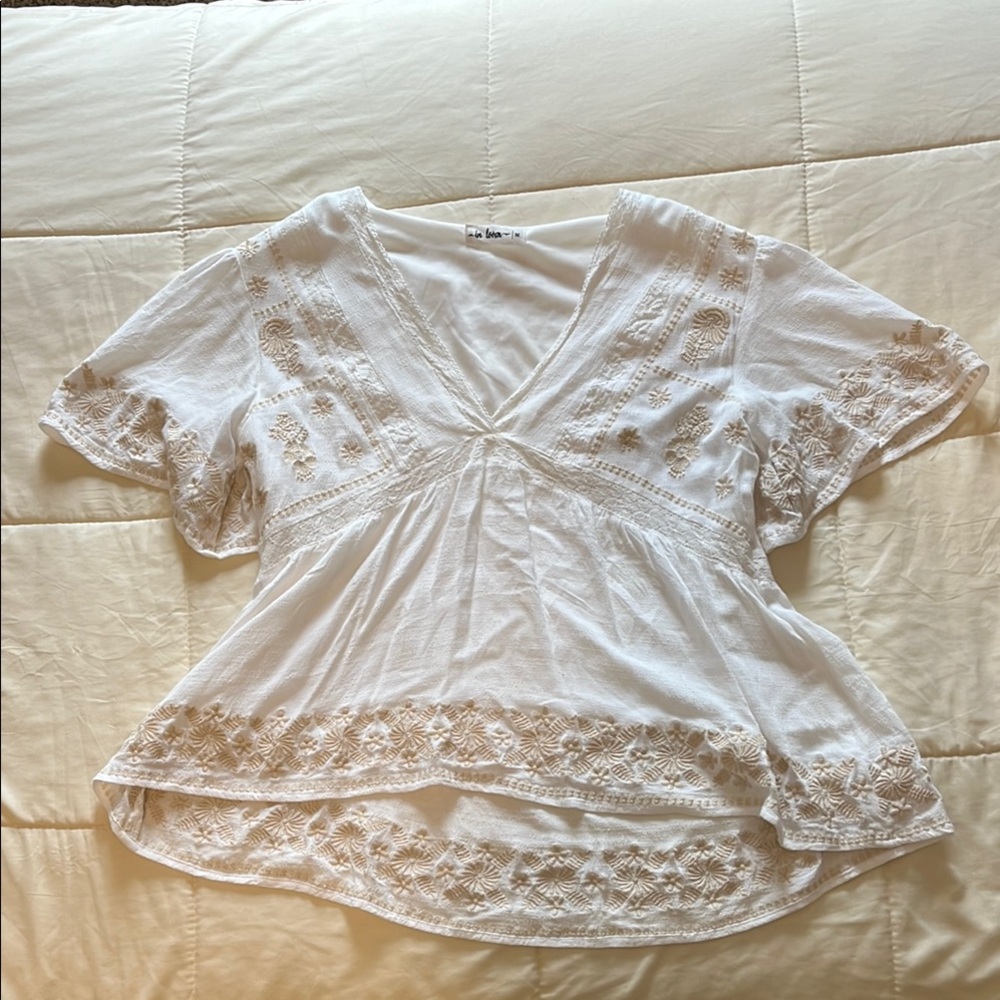 In Bloom White Blouse Elegant Top